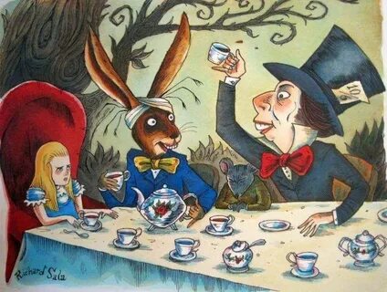 Comic art, Mad hatter tea party, Alice in wonderland