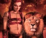 Warrior girl and lion - Fantasy & Abstract Background Wallpa
