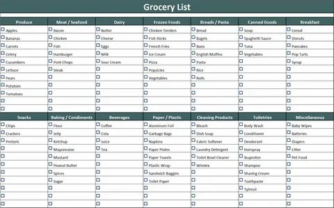 Grocery list - Templates - Office.com Grocery lists, Grocery