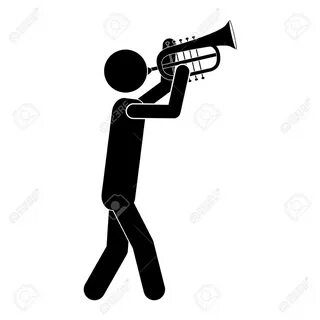 Silhouette Of Musician Man Playing An Trumpet Musical Instru