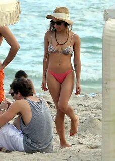 Zoe Kravitz wearing skimpy bikini on Miami Beach