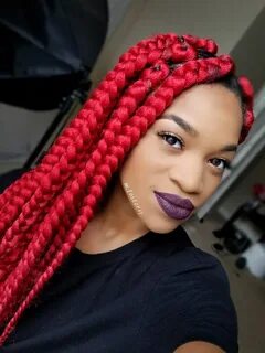 Jumbo box braids Big box braids, Jumbo box braids, Red box b