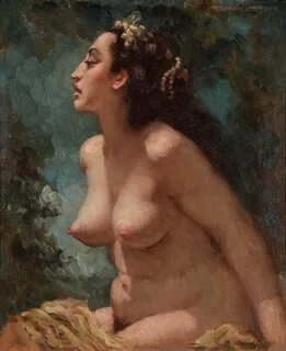 The Pearl Head-Dress" Norman Lindsay, erotic woman portret