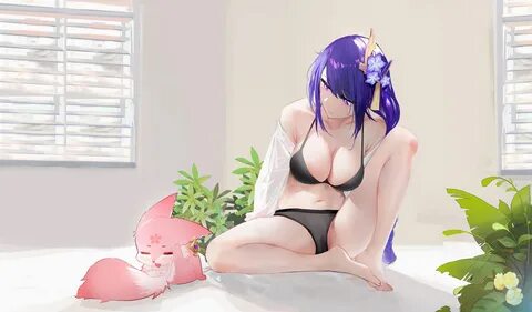 lip slip, purple hair, cleavage, big boobs, spread legs, Omone Hokoma Agm, anime