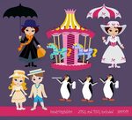 Mary Poppins Digital Clip Art Clipart Set by SandyDigitalArt