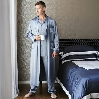 Men's Silk Pyjamas - Grey from Gingerlily Mens silk pajamas,