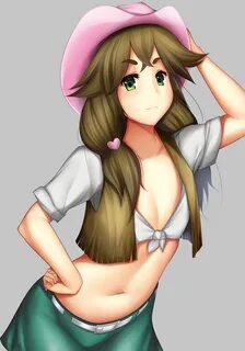 Safebooru - 1girl brown hair contrapposto cowboy hat flat ch