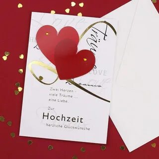 3D Glückwunschkarte zur Hochzeit - Zwei Herzen