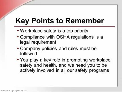 Workplace Safety For Employees Slide Show Notes - ppt downlo