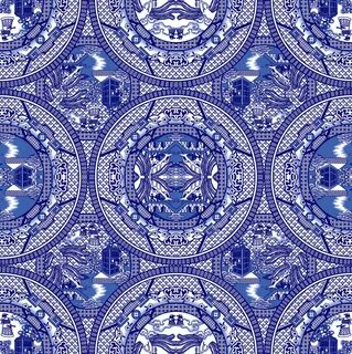 Blue willow pattern Fabric