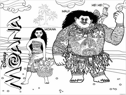 Moana And Maui 3 Coloring Page Moana coloring pages, Cartoon
