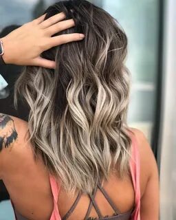 Ashy blonde/ high contrast balayage/ brown hair ideas/ mediu