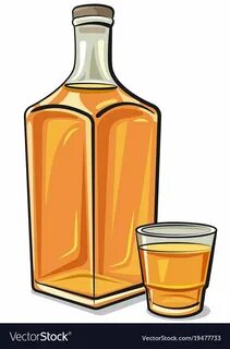 Whiskey bottle with a glass Royalty Free Vector Image Bottle