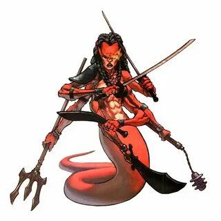 Marilith Demon - Red and Black - Pathfinder PFRPG DND D&D 3.