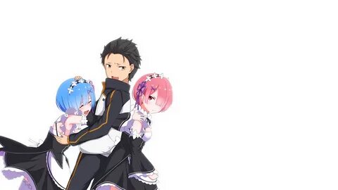 Rem, Ram & Subaru Natsuki. Обои для рабочего стола. 1920x108