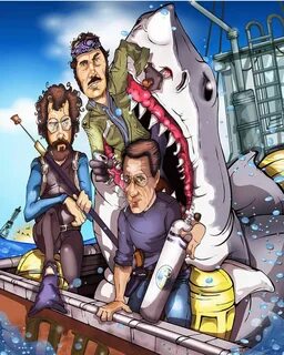 Jaws by @pbmahoney_art Shark art, Spielberg, Caricature