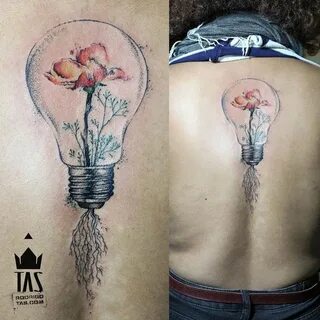 Lightbulb With Poppy Inside Best tattoo ideas & designs Root