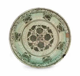 AN EARLY LIGHT BLUE-GLAZED "KUBACHI" POTTERY DISH