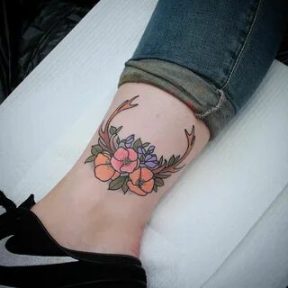 Floral Antlers Tattoo Tattoo Ideas and Inspiration Flower ta