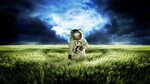 Astronauta verdes praderas vastas 640x1136 iPhone 5/5S/5C/SE