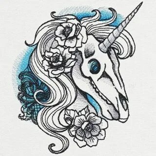 Phantasm Unicorn Skull Embroidered Waffle Weave Hand/dish Et