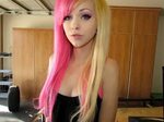 Half Pink Half Blonde Hair With Bangs - Biscalor