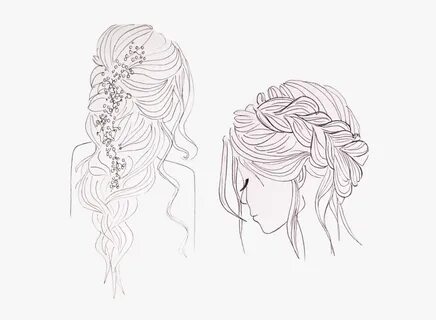 Clip Art Cartoon Braided Hair - Hair Sketch Hair Up, HD Png 