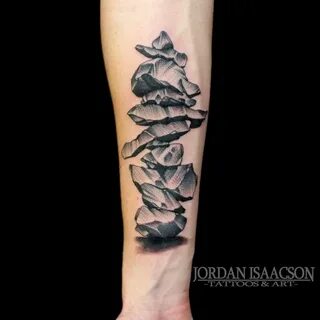 Cairn/Rockstack Tattoo done by Jordan Issacson at... Stone t