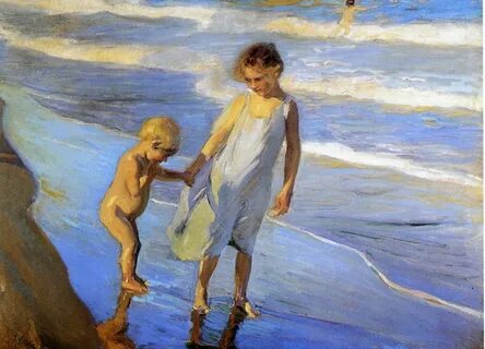 Valencia, Two LIttle Girls on a Beach - Joaquín Sorolla Span