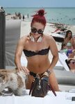Sharna Burgess in a Black Bikini on the Beach in Miami 06/01