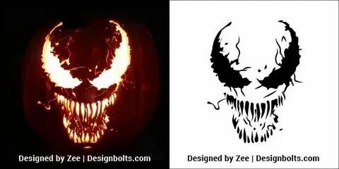 5 Free Venom & Scary Halloween Pumpkin Carving Stencils, Pat