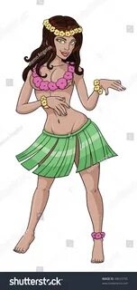 Vektor Stok Sexy Hula Girl Dancing (Tanpa Royalti) 49615735 
