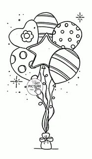 Beautiful Balloons for Birthday coloring page for kids, holi