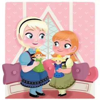 Young Elsa and Anna - nagyelo tagahanga Art (37771636) - Fan