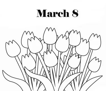 Coloring pages Women's Day March 8th. Print and congratulate