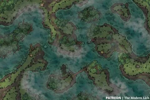 Swamp 20x30 Battlemap OC : battlemaps Dungeon maps, D d maps