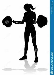 Gym Woman Silhouette Barbell Weights Stock Vector - Illustra