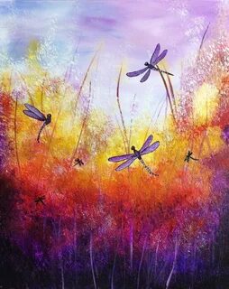 Dragonflies in a tree grove Dragonfly painting, Painting, Pa