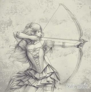 fairy shooting bow and arrow Warrior drawing, Drawings, Elf 