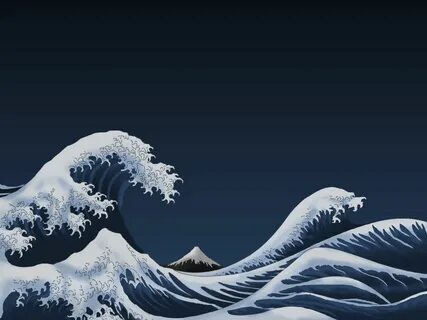 fuji-san & waves Great wave off kanagawa, Japan painting, Wa