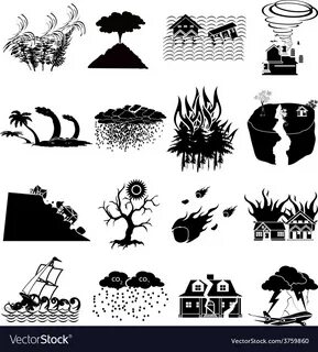 Natural disaster icons set Royalty Free Vector Image