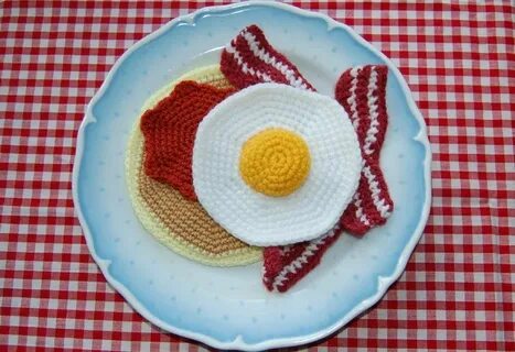 Crochet Pattern for Pancake with Bacon, Fried Egg & Syrup - 