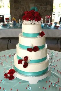 11 Groom's Cakes Red Roses Turquoise Photo - Turquoise Ombre