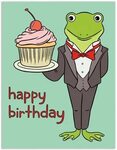 Frog with Cupcake Birthday - The Found Happy birthday greeti
