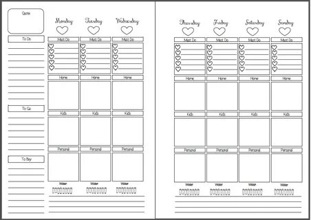 MsWenduhh Planners & Printables: Week On Two Pages - Vertica