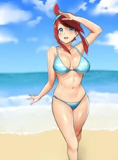 Safebooru - 1girl :d beach bikini blue bikini blue eyes brea
