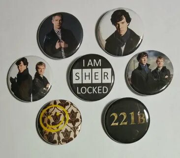 Lot of 7 1.25" Pinback Buttons Badges Sherlock Holmes John W