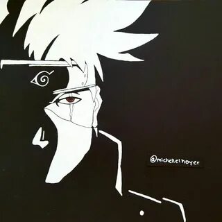 My drawing of Kakashi Hatake from Naruto in black and white 