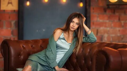 Download wallpapers and images girl, long hair, pose, sofa, 