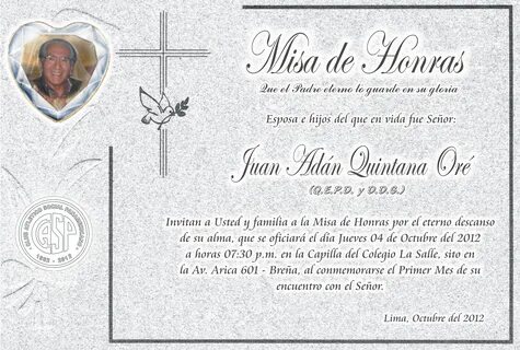 Contenidos de invitación para misa de honras - Imagui